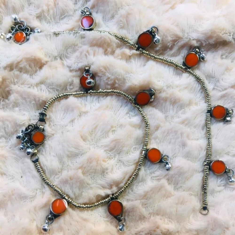 Reddish Orange Anklets, Anklets Pair - image 2